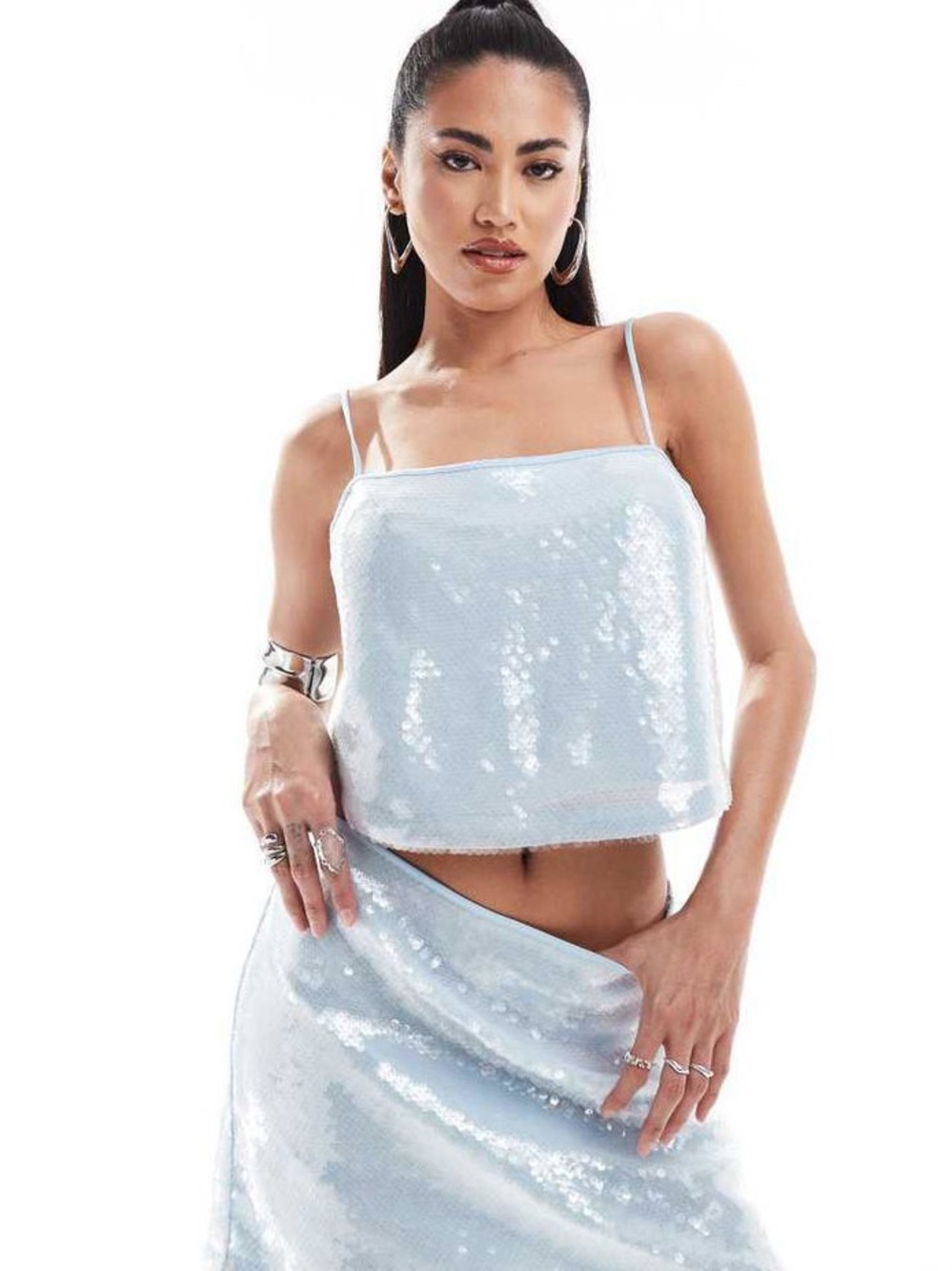 Abercrombie and Fitch Square Neck Sequin Crop Top